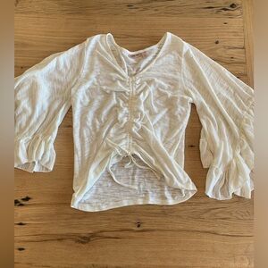 Willow-Root Flower‎ Sleeve Drawstring Cream Top Women’s Medium Preloved